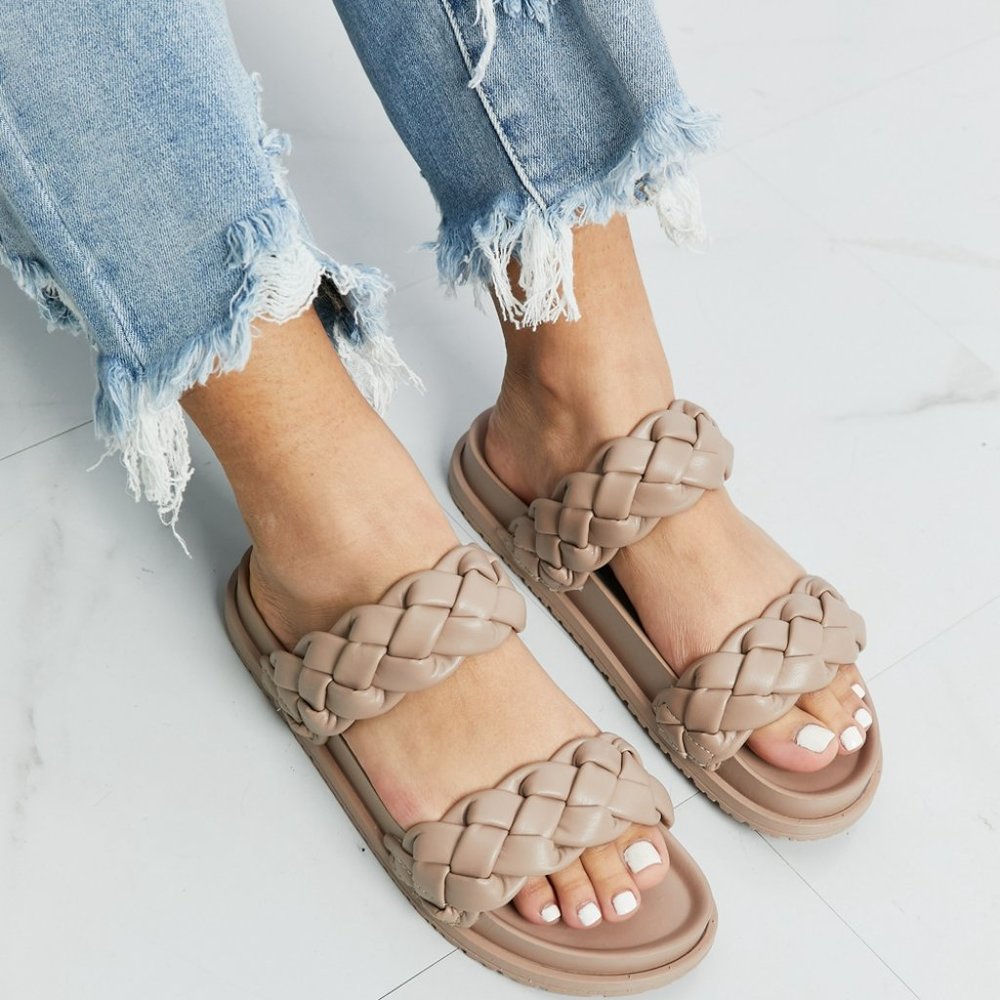 Qupid Braided Open Toe Slippers